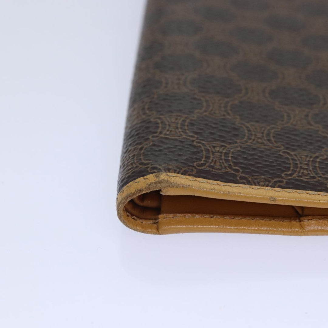 Celine Macadam Canvas Wallet PVC Leather Brown Auth bs16843