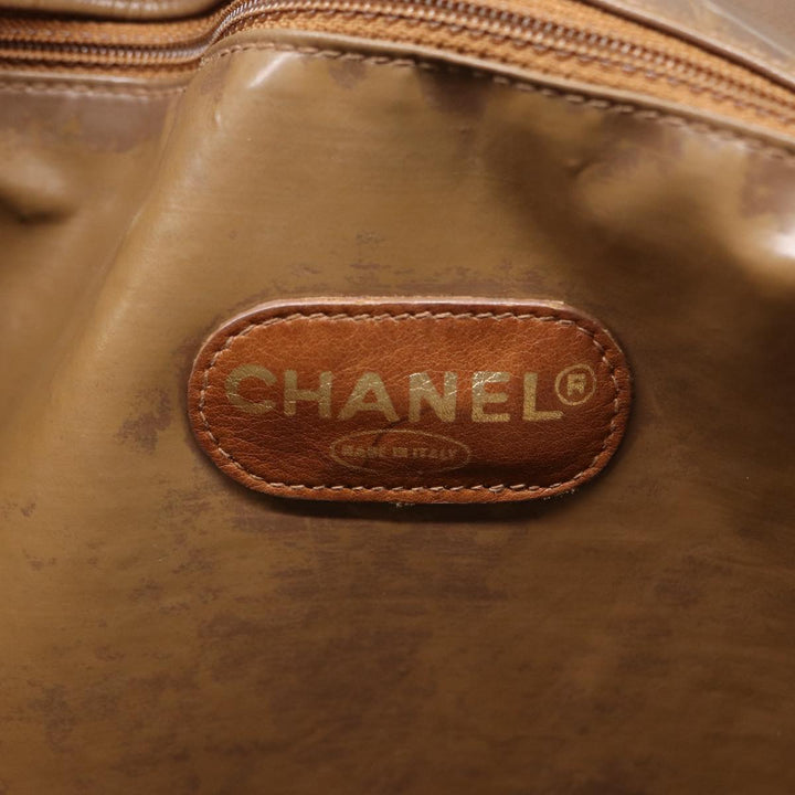 Top Quality Chanel COCO Mark Tote Bag Patent leather Beige CC Auth bs16858