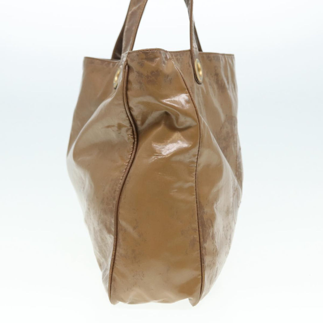 Top Quality Chanel COCO Mark Tote Bag Patent leather Beige CC Auth bs16858