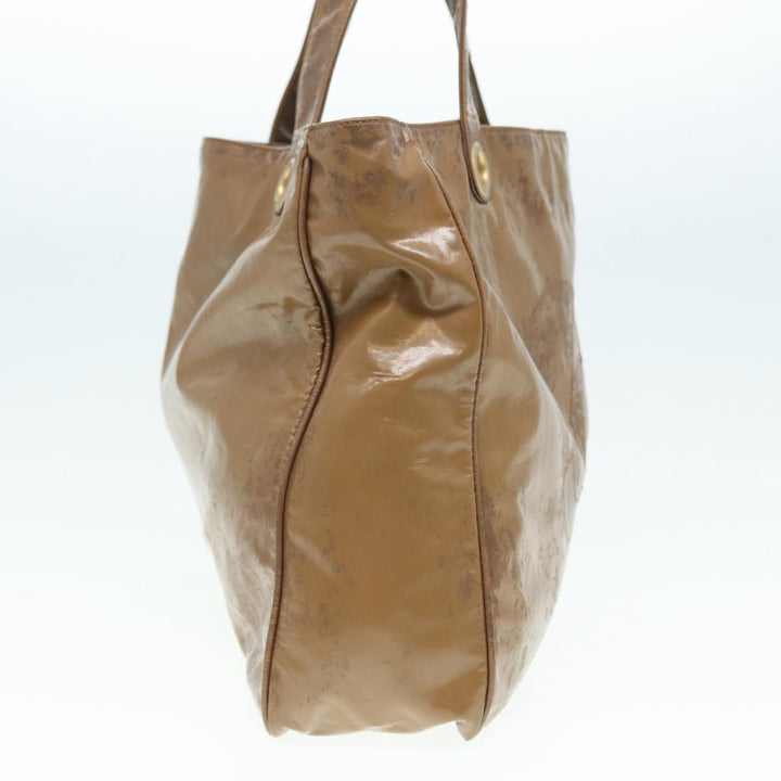 Top Quality Chanel COCO Mark Tote Bag Patent leather Beige CC Auth bs16858