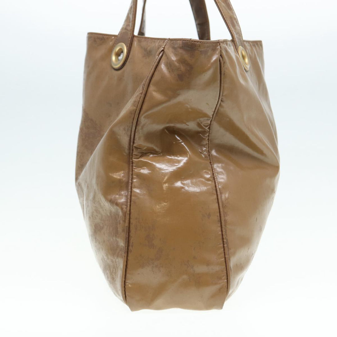 Top Quality Chanel COCO Mark Tote Bag Patent leather Beige CC Auth bs16858