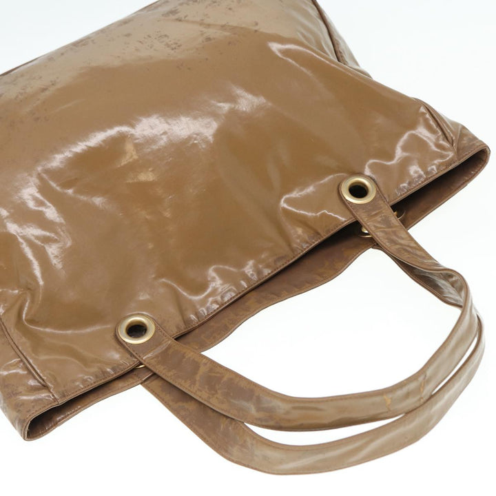 Top Quality Chanel COCO Mark Tote Bag Patent leather Beige CC Auth bs16858