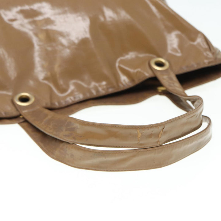 Top Quality Chanel COCO Mark Tote Bag Patent leather Beige CC Auth bs16858