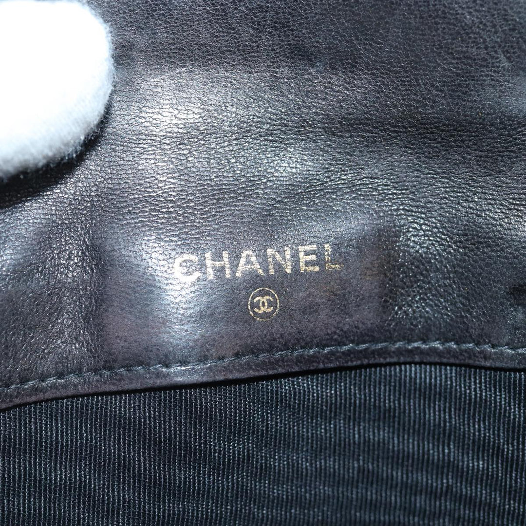 Chanel Bicolore Wallet Leather Black Gold CC Auth bs16876