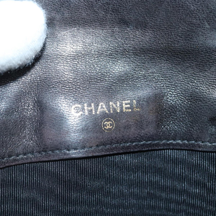 Chanel Bicolore Wallet Leather Black Gold CC Auth bs16876