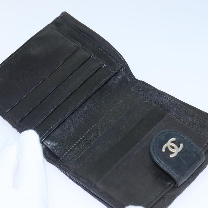 Chanel Bicolore Wallet Leather Black Gold CC Auth bs16876
