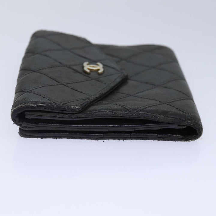 Chanel Bicolore Wallet Leather Black Gold CC Auth bs16876