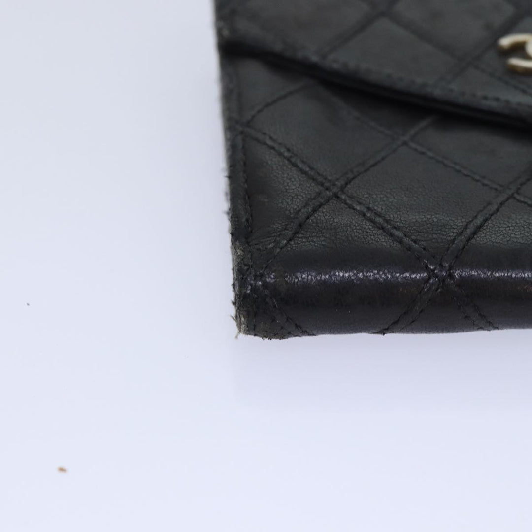 Chanel Bicolore Wallet Leather Black Gold CC Auth bs16876