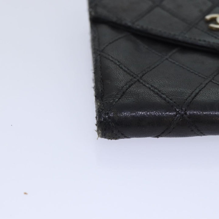 Chanel Bicolore Wallet Leather Black Gold CC Auth bs16876