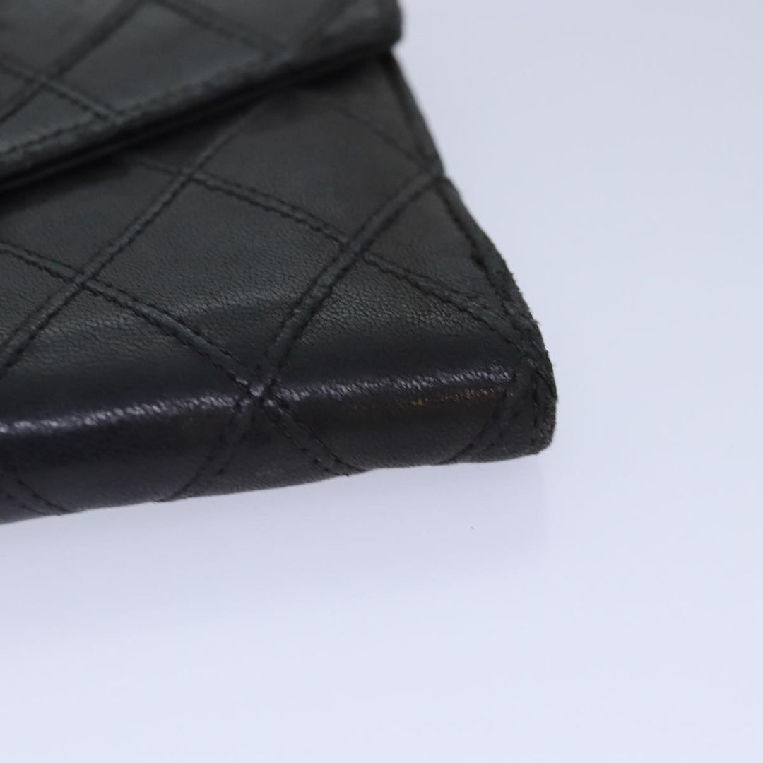 Chanel Bicolore Wallet Leather Black Gold CC Auth bs16876