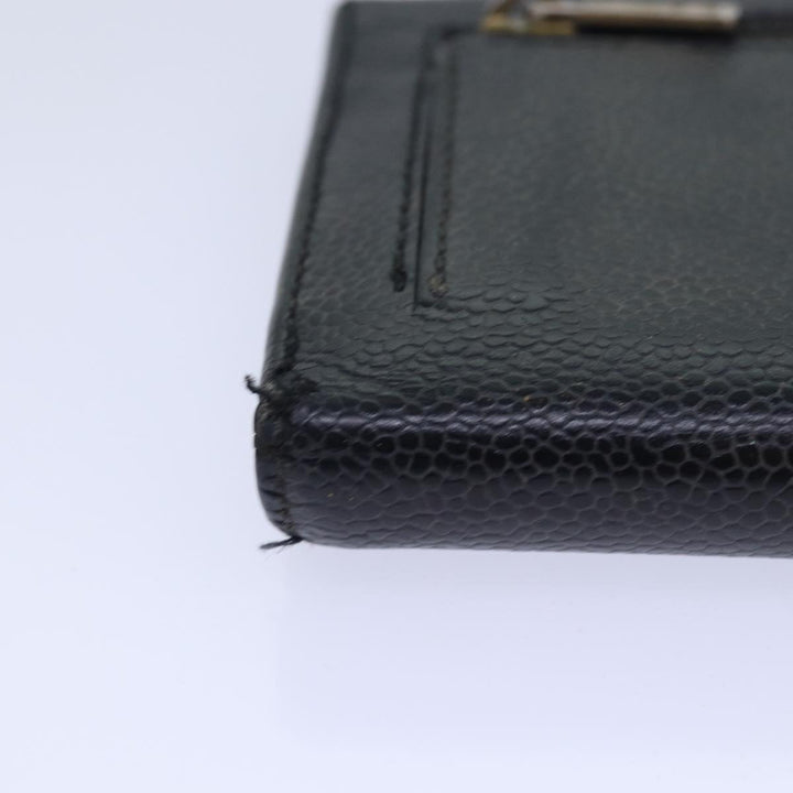 Top Quality Chanel COCO Mark Wallet Caviar Skin Black CC Auth bs16881