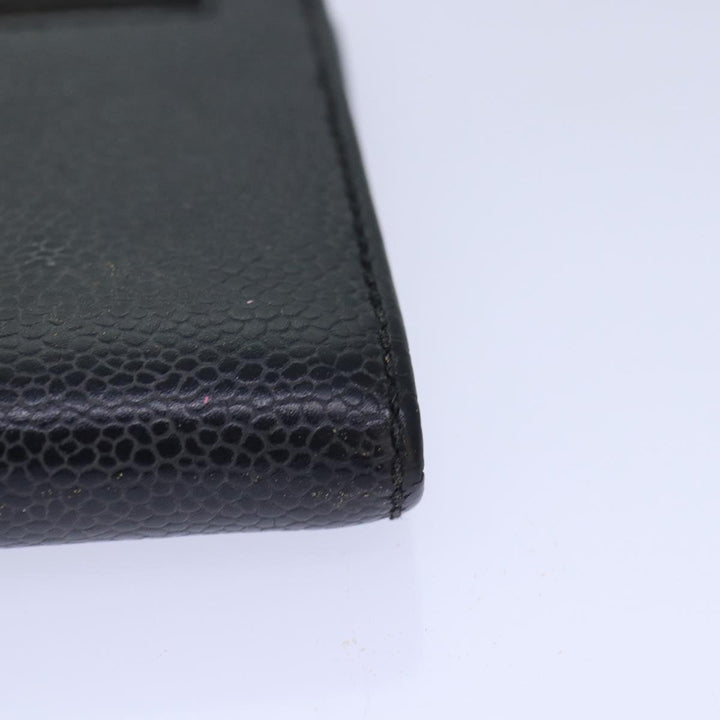 Top Quality Chanel COCO Mark Wallet Caviar Skin Black CC Auth bs16881