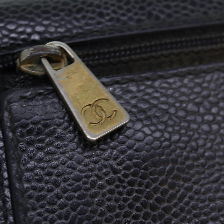 Top Quality Chanel COCO Mark Wallet Caviar Skin Black CC Auth bs16881