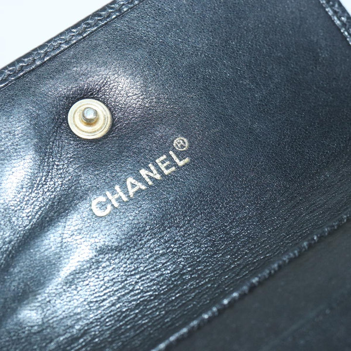 Top Quality Chanel COCO Mark Wallet Caviar Skin Black CC Auth bs16881