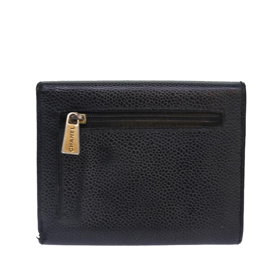 Top Quality Chanel COCO Mark Wallet Caviar Skin Black CC Auth bs16881