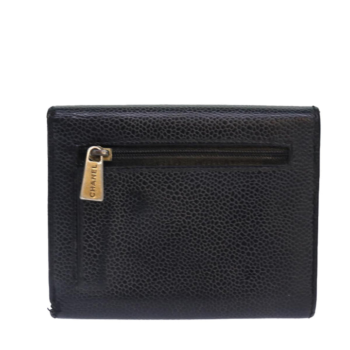 Top Quality Chanel COCO Mark Wallet Caviar Skin Black CC Auth bs16881