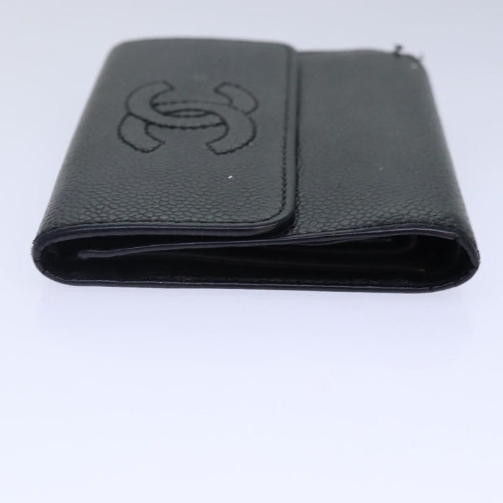Top Quality Chanel COCO Mark Wallet Caviar Skin Black CC Auth bs16881
