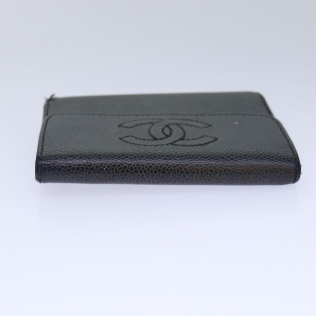 Top Quality Chanel COCO Mark Wallet Caviar Skin Black CC Auth bs16881
