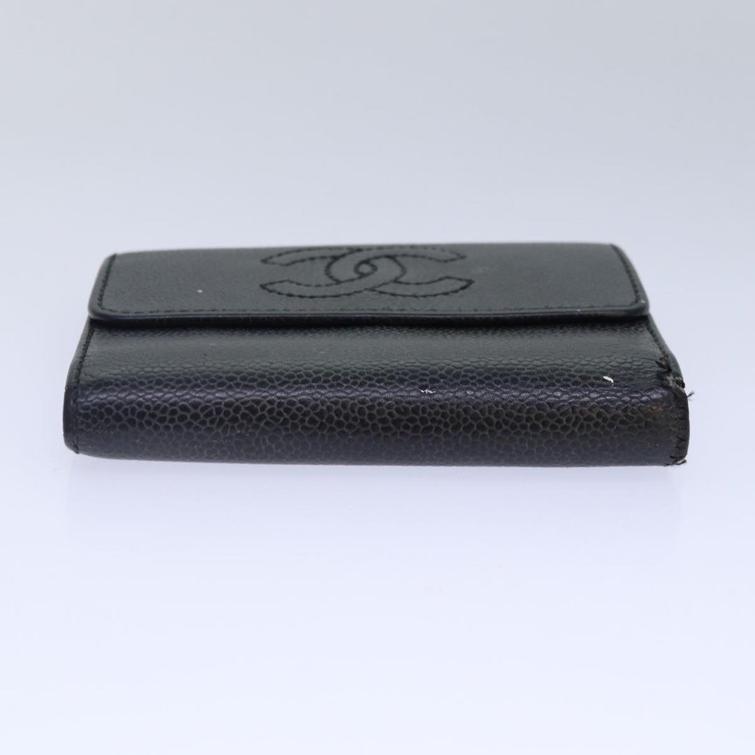 Top Quality Chanel COCO Mark Wallet Caviar Skin Black CC Auth bs16881