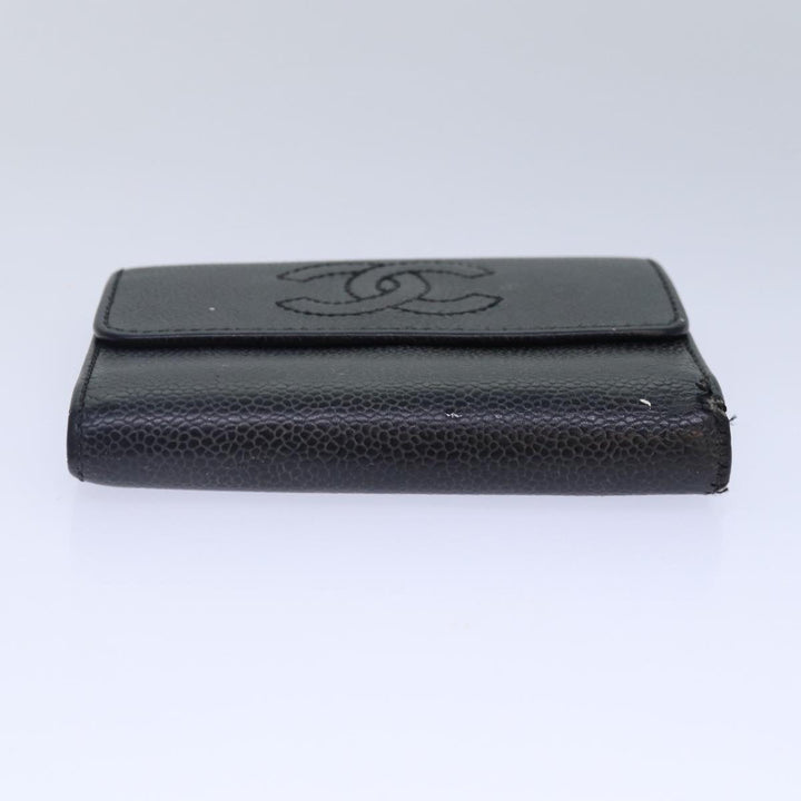 Top Quality Chanel COCO Mark Wallet Caviar Skin Black CC Auth bs16881
