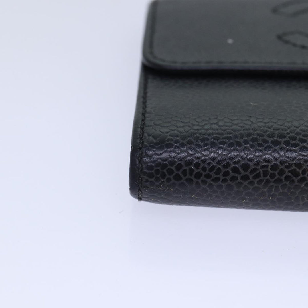 Top Quality Chanel COCO Mark Wallet Caviar Skin Black CC Auth bs16881