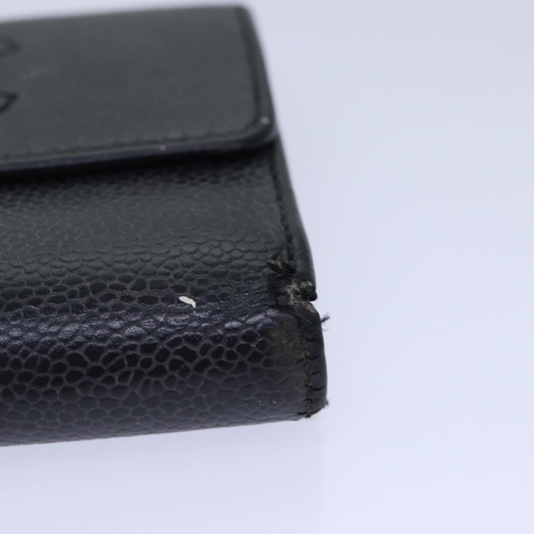 Top Quality Chanel COCO Mark Wallet Caviar Skin Black CC Auth bs16881