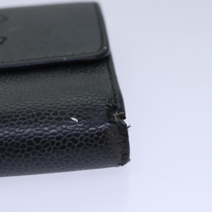 Top Quality Chanel COCO Mark Wallet Caviar Skin Black CC Auth bs16881