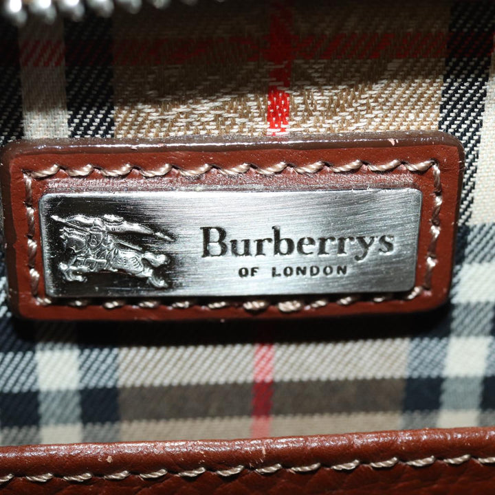 BurberrySs Hand Bag Leather Bordeaux Silver Auth bs16901