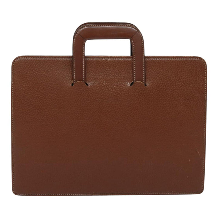 BurberrySs Hand Bag Leather Bordeaux Silver Auth bs16901