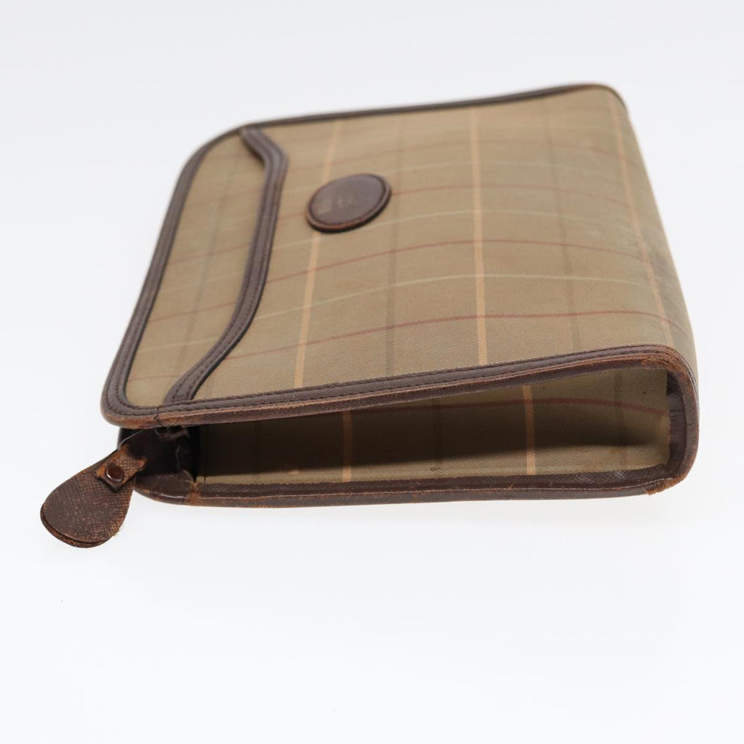 BurberrySs Nova Check Clutch Bag Canvas Leather 2Set Brown Beige Auth bs16912