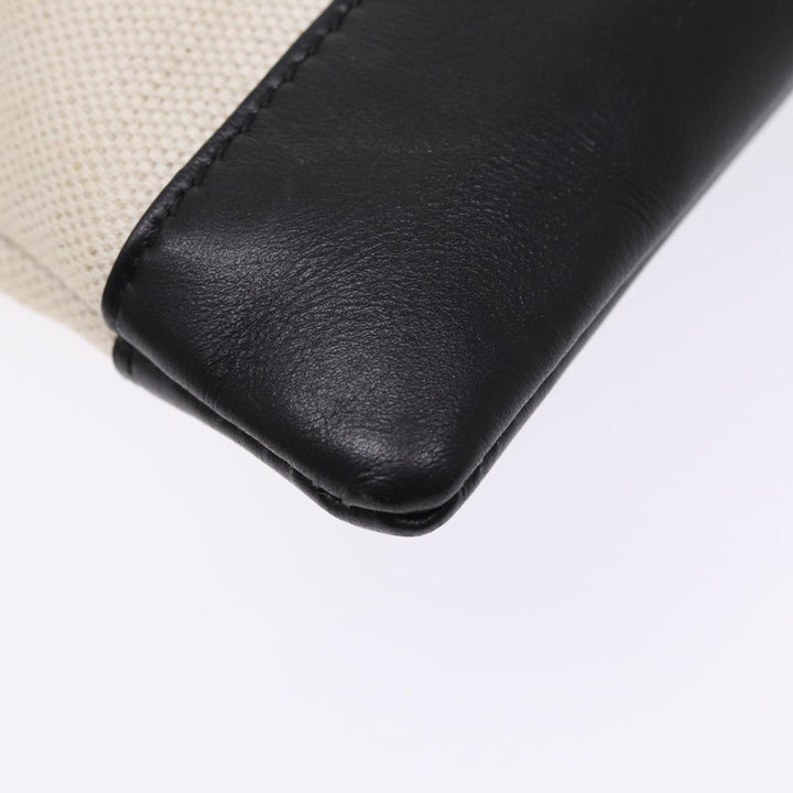 Top Quality Balenciaga Clip M Clutch Bag Canvas Leather Beige Silver 373834 Auth bs16915