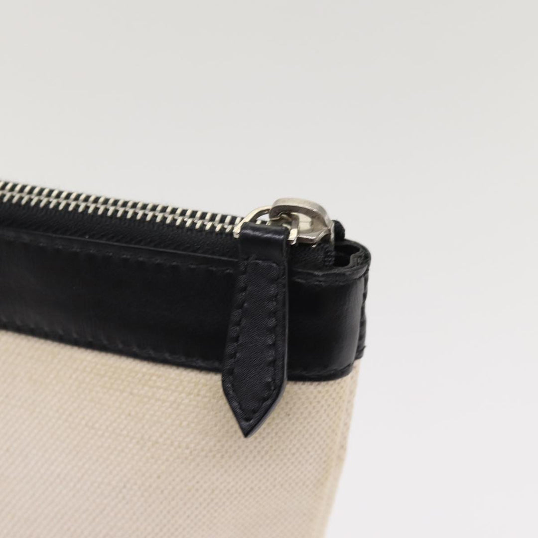 Top Quality Balenciaga Clip M Clutch Bag Canvas Leather Beige Silver 373834 Auth bs16915