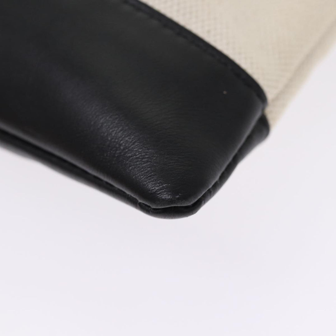 Top Quality Balenciaga Clip M Clutch Bag Canvas Leather Beige Silver 373834 Auth bs16915