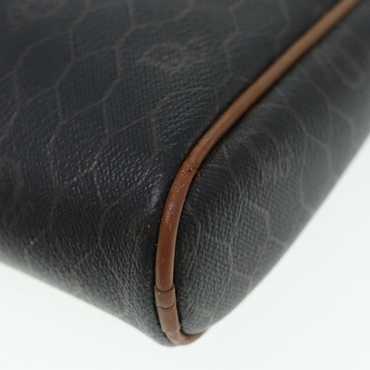 CHRISTIAN Top quality Dior Honeycomb Canvas Shoulder Bag PVC Black Brown gold Auth bs16916