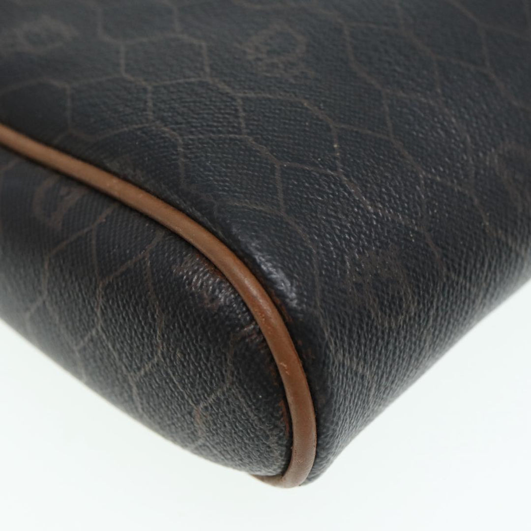 CHRISTIAN Top quality Dior Honeycomb Canvas Shoulder Bag PVC Black Brown gold Auth bs16916