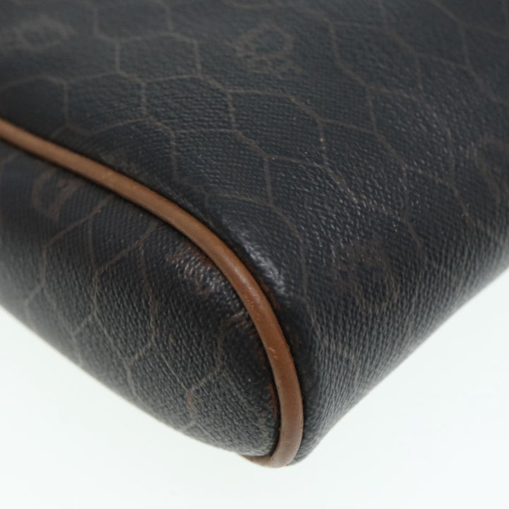 CHRISTIAN Top quality Dior Honeycomb Canvas Shoulder Bag PVC Black Brown gold Auth bs16916
