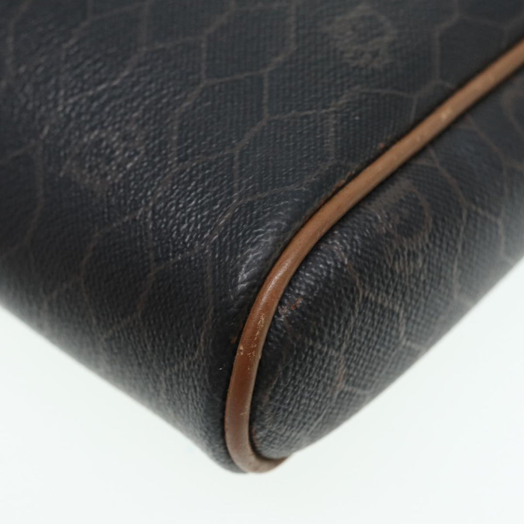 CHRISTIAN Top quality Dior Honeycomb Canvas Shoulder Bag PVC Black Brown gold Auth bs16916