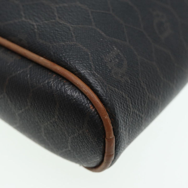 CHRISTIAN Top quality Dior Honeycomb Canvas Shoulder Bag PVC Black Brown gold Auth bs16916