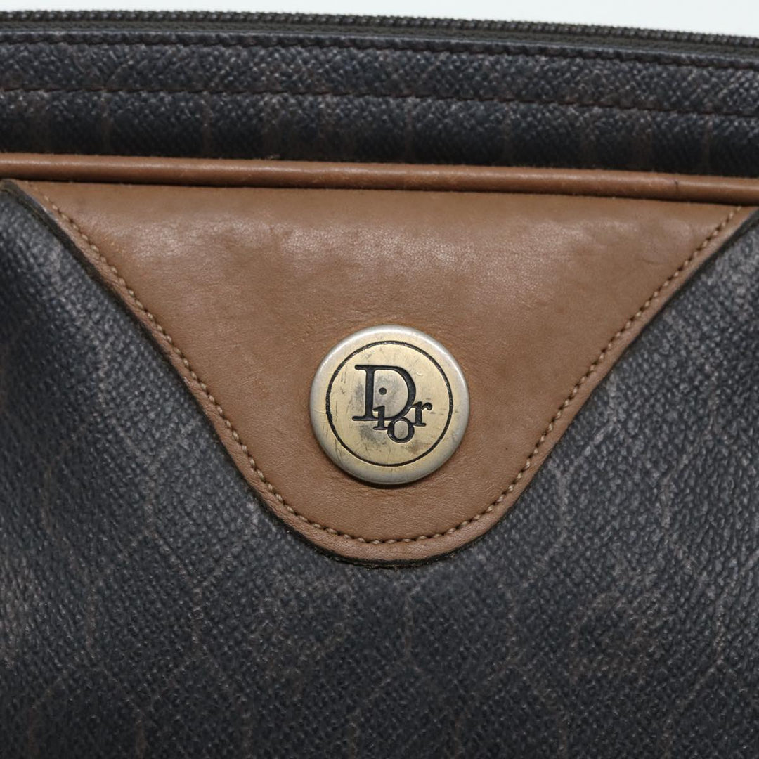 CHRISTIAN Top quality Dior Honeycomb Canvas Shoulder Bag PVC Black Brown gold Auth bs16916