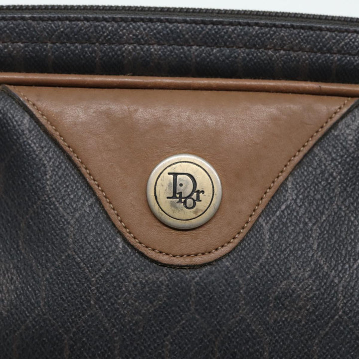CHRISTIAN Top quality Dior Honeycomb Canvas Shoulder Bag PVC Black Brown gold Auth bs16916