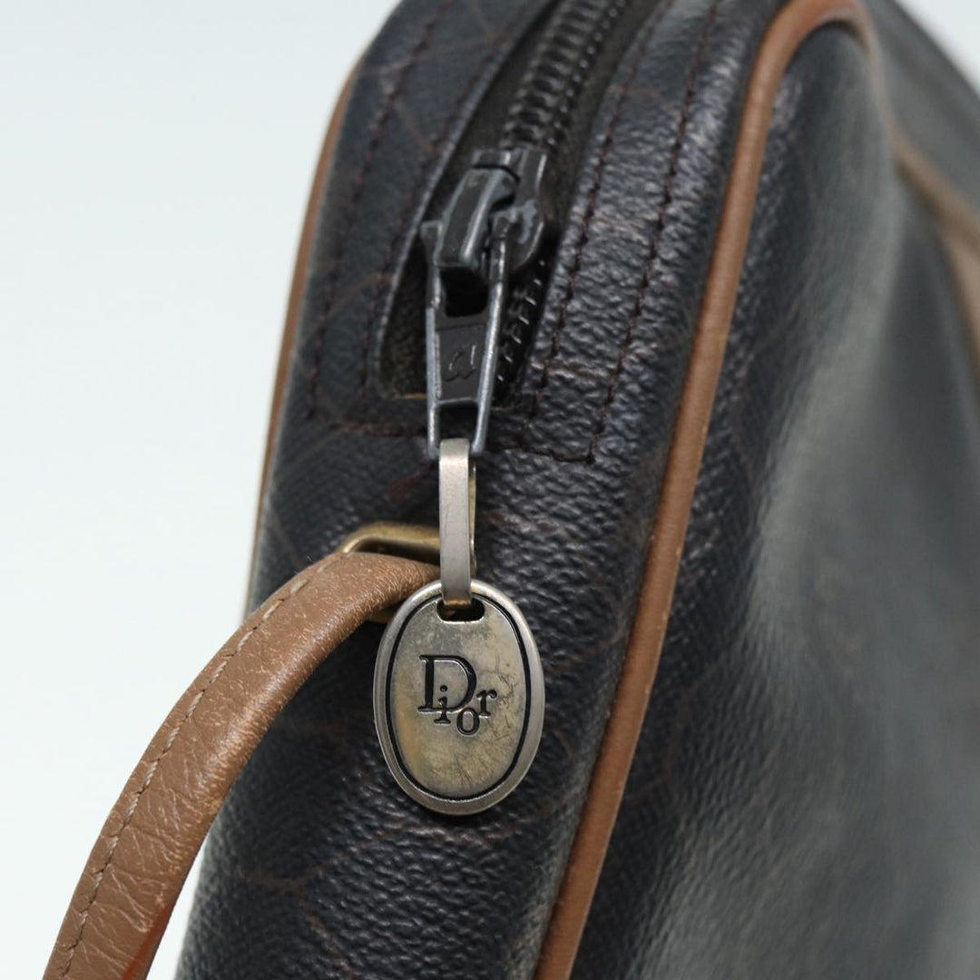 CHRISTIAN Top quality Dior Honeycomb Canvas Shoulder Bag PVC Black Brown gold Auth bs16916