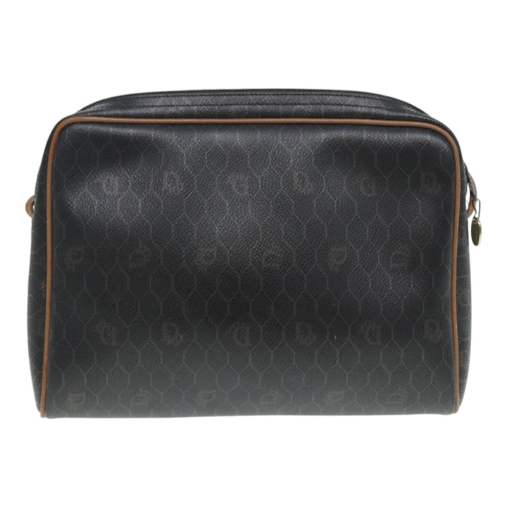 CHRISTIAN Top quality Dior Honeycomb Canvas Shoulder Bag PVC Black Brown gold Auth bs16916