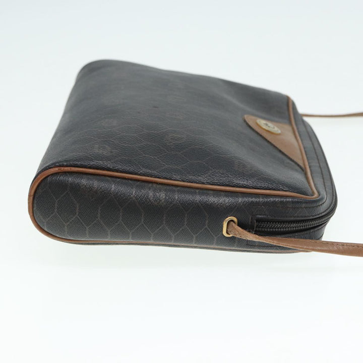CHRISTIAN Top quality Dior Honeycomb Canvas Shoulder Bag PVC Black Brown gold Auth bs16916