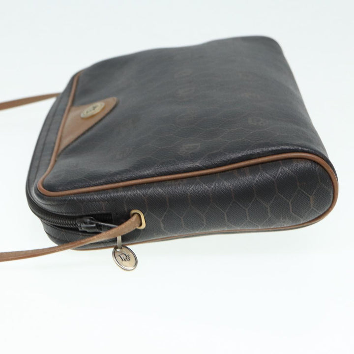 CHRISTIAN Top quality Dior Honeycomb Canvas Shoulder Bag PVC Black Brown gold Auth bs16916