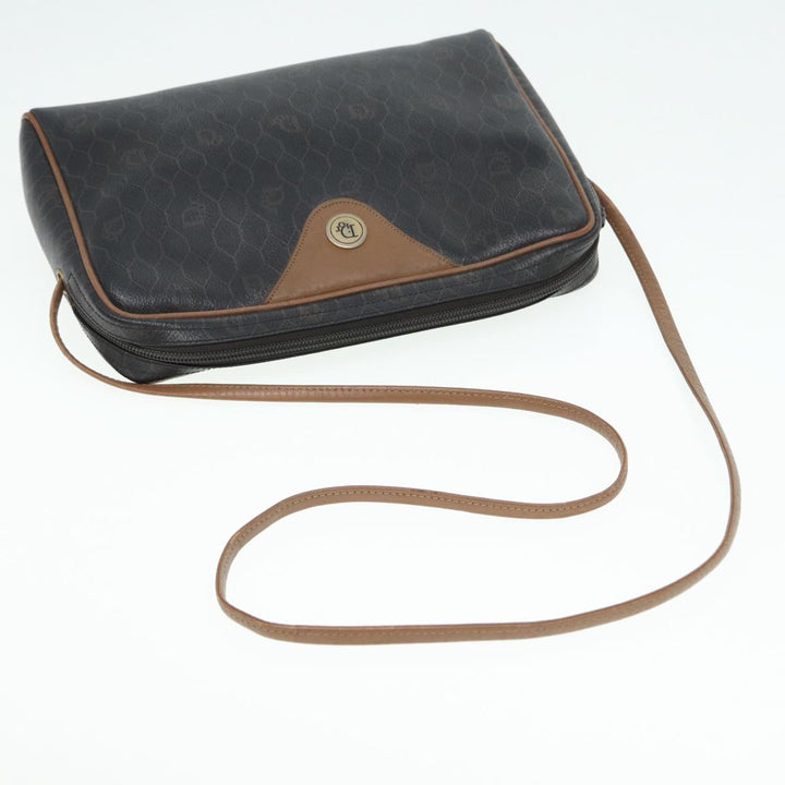 CHRISTIAN Top quality Dior Honeycomb Canvas Shoulder Bag PVC Black Brown gold Auth bs16916