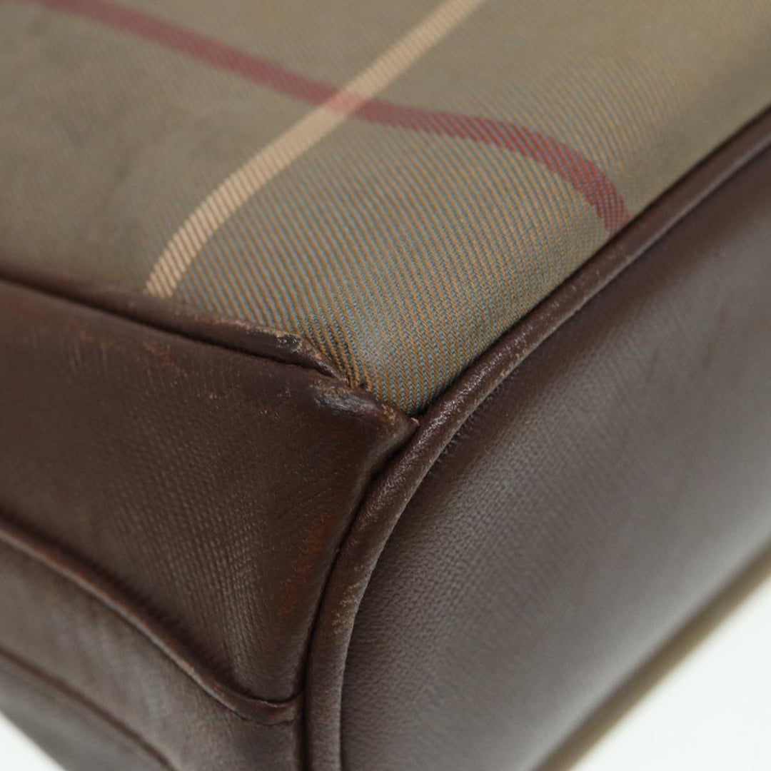 BurberrySs Nova Check Shoulder Bag Canvas Leather Brown Gold Auth bs16917