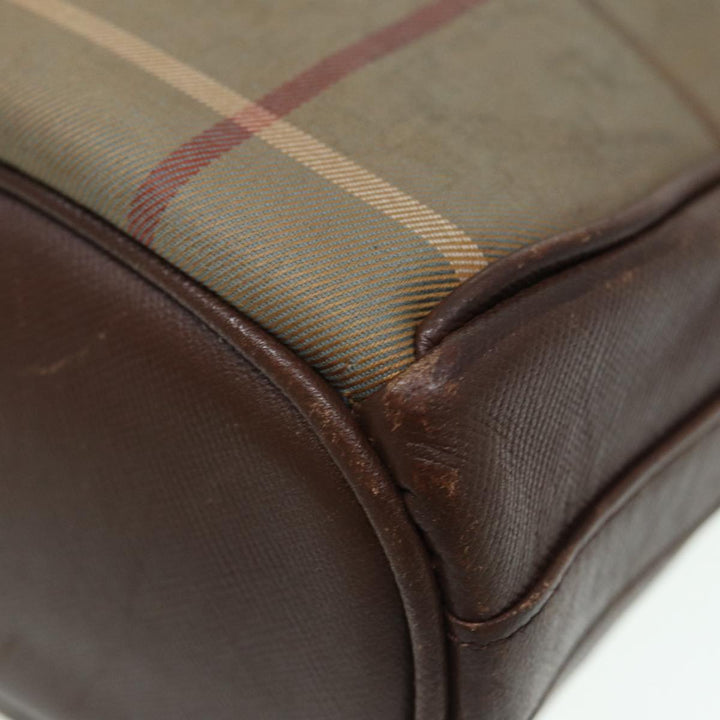 BurberrySs Nova Check Shoulder Bag Canvas Leather Brown Gold Auth bs16917