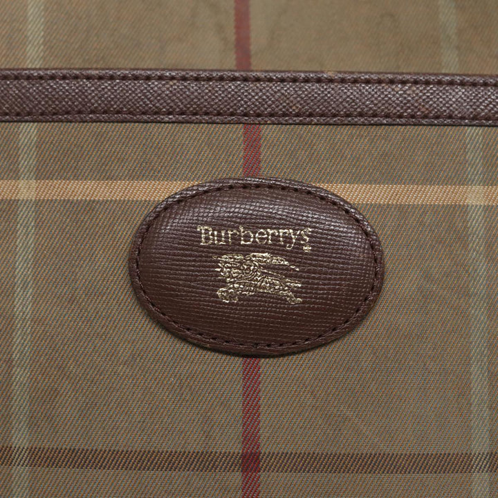 BurberrySs Nova Check Shoulder Bag Canvas Leather Brown Gold Auth bs16917