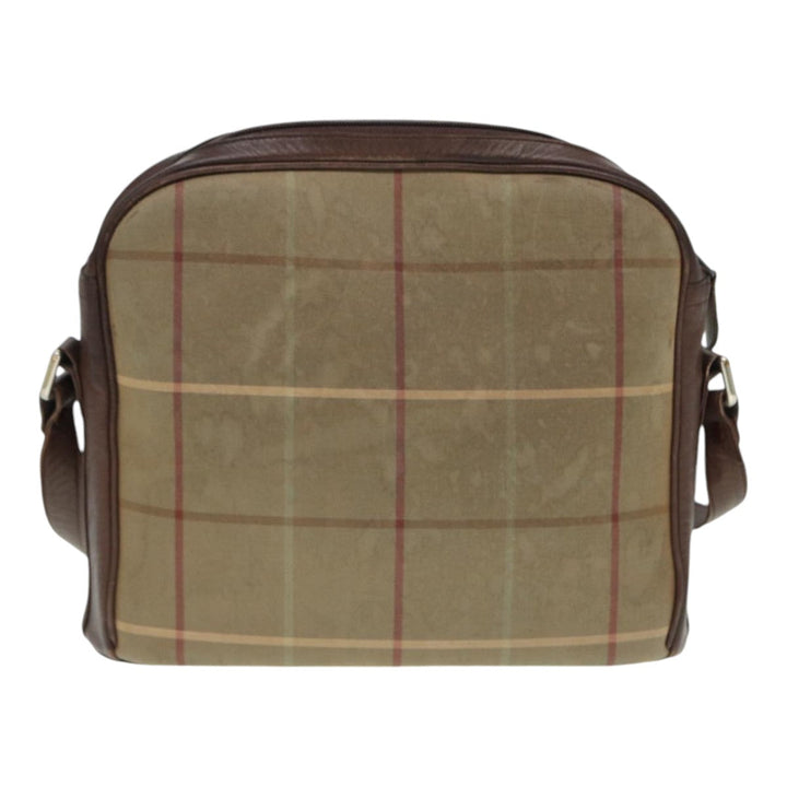 BurberrySs Nova Check Shoulder Bag Canvas Leather Brown Gold Auth bs16917