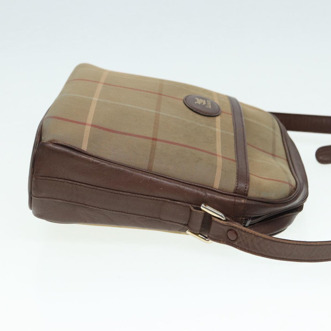 BurberrySs Nova Check Shoulder Bag Canvas Leather Brown Gold Auth bs16917